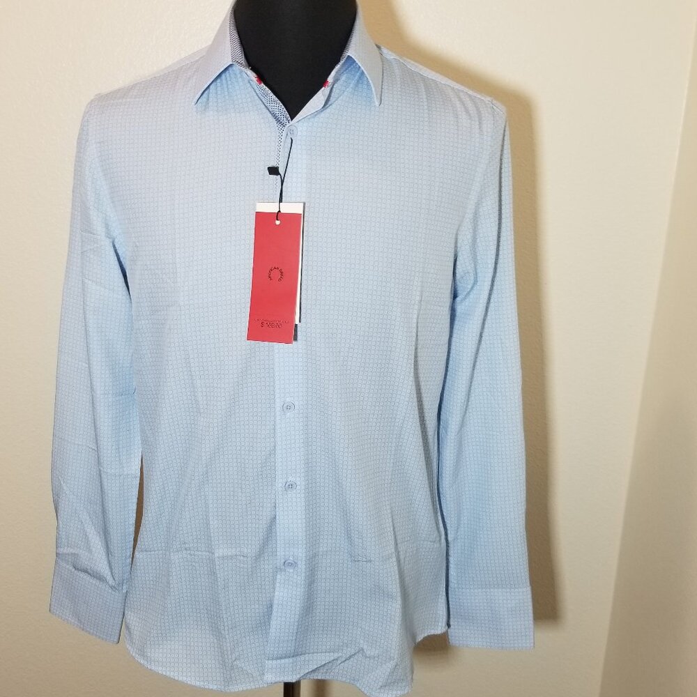 American Breed Mens S Geometric Button-Up Long‎ Sleeve Shirt Retro Business NWT